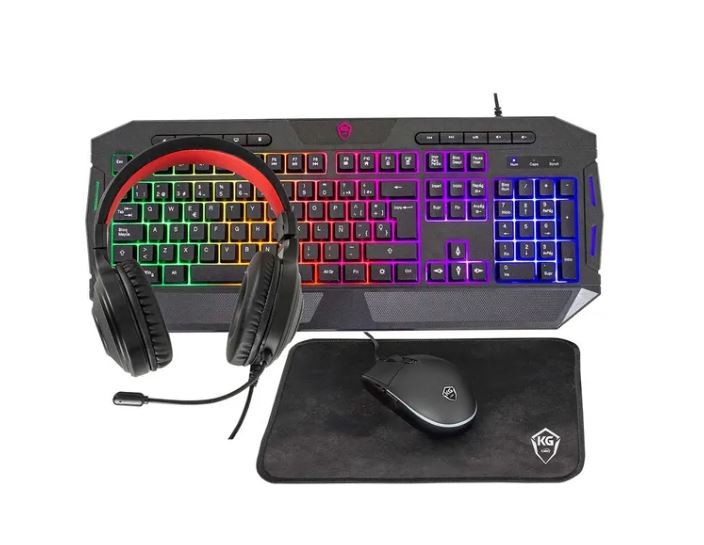 Combo KALLEY Alámbrico Teclado + Mouse + Audífonos + PadMouse Gaming