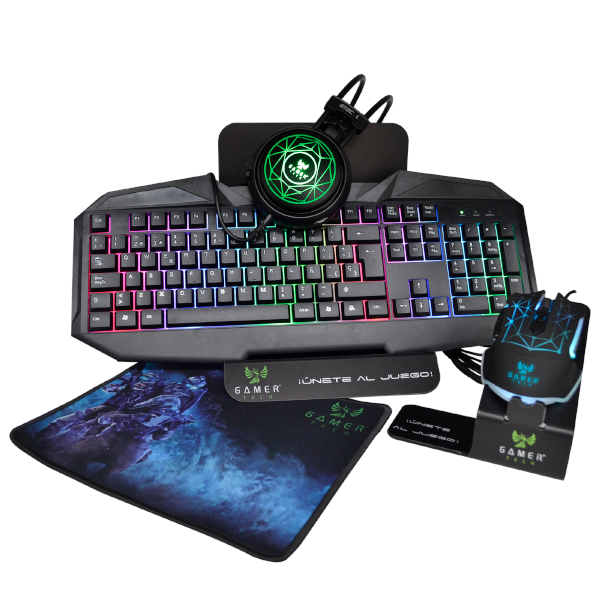 COMBO GAMER 4 EN 1 – TECLADO – MOUSE – PAD MOUSE- DIADEMA